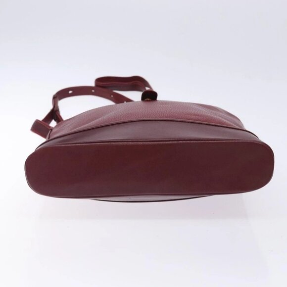 CARTIER Shoulder Bag Leather Bordeaux Gold Auth - Picture 5 of 16